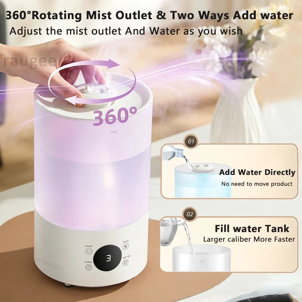 Raugee 4L Cool Mist Humidifier | Dual Spray & Night Light