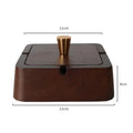 Natural Wood Ashtray with Lid – Iron Core, Square & Circle