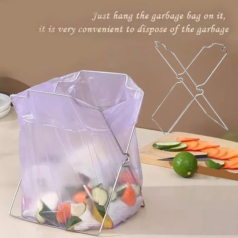 Foldable Garbage Bag Holder Rack for Kitchen & Outdoor Use