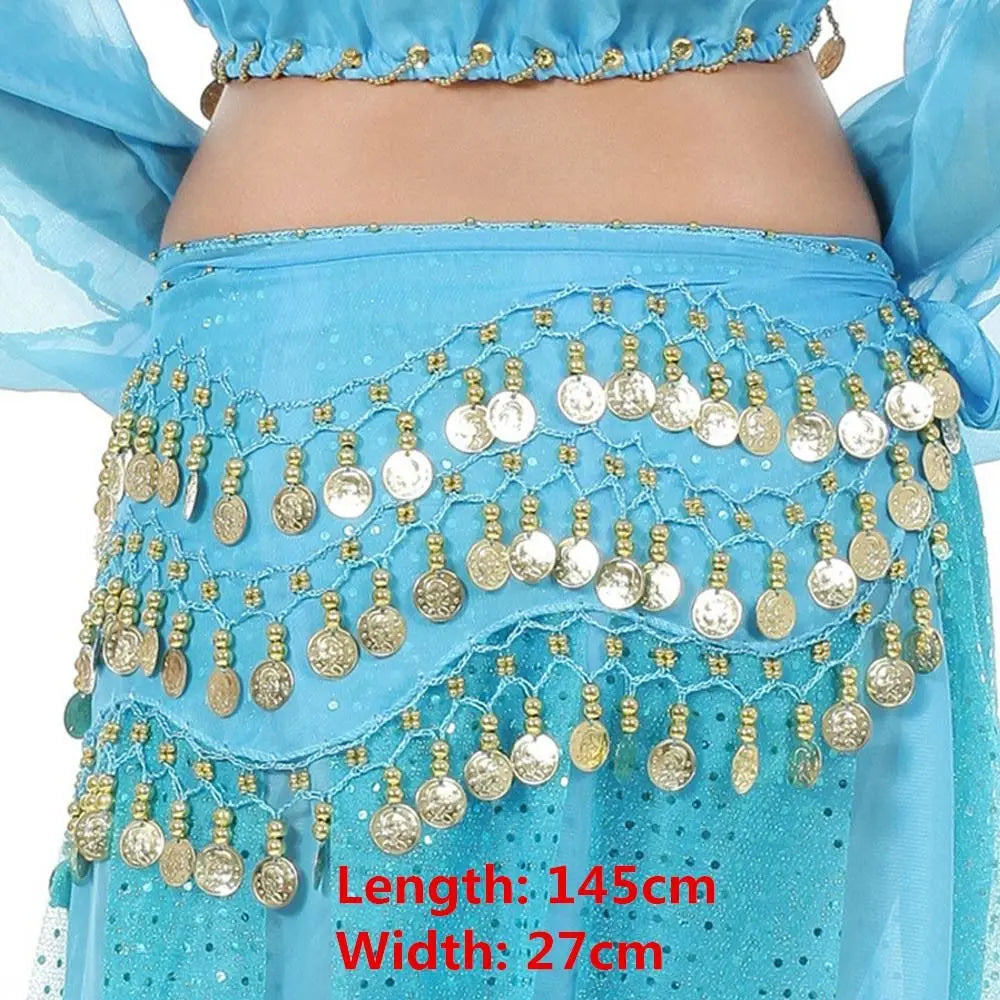 Women's Belly Dance Hip Scarf – Sequin Tassel Wrap Belt Skirt