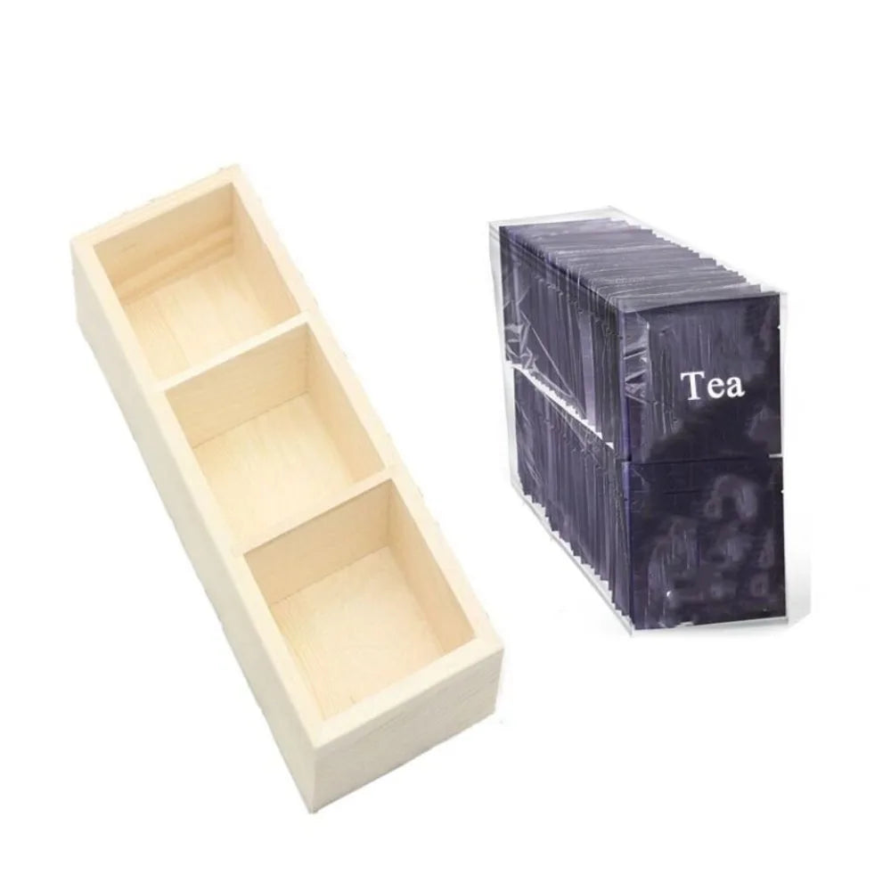 Solid Wood Tea Bag Holder – Retro Vintage Desktop Organizer