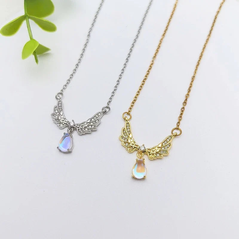 Women's Stainless Steel Clavicle Pendant Necklace | CZ Gem