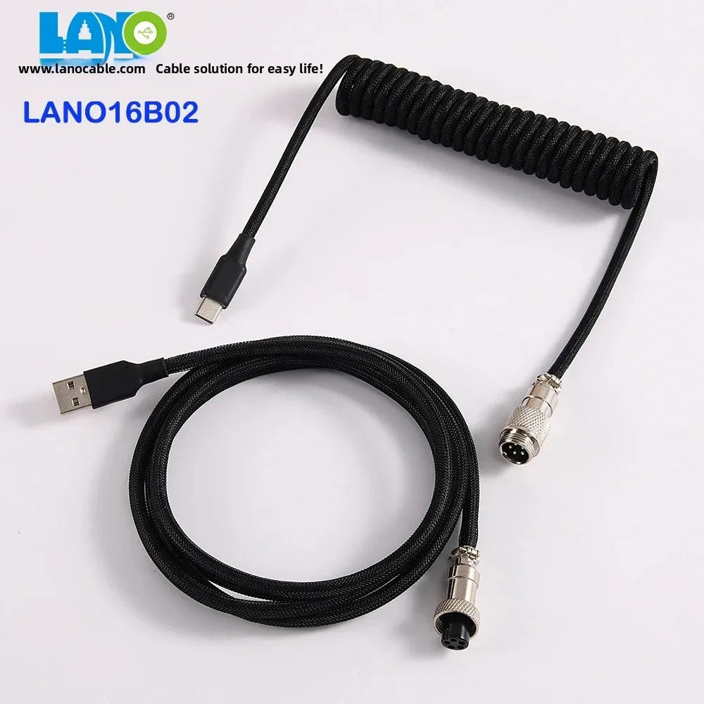 GX12 Aviation Connector USB-C Mechanical Keyboard Cable Spring Wire
