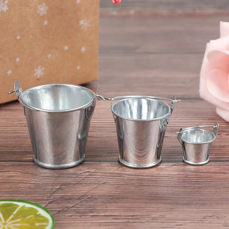 Miniature Iron Pail for Dollhouse Decor & Beach Bucket Toy