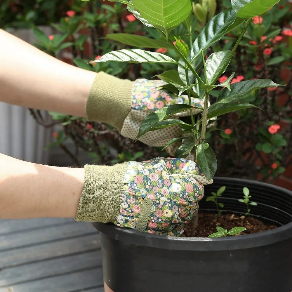 Thorn Proof Floral Gardening Gloves – Breathable Canvas Yard Work