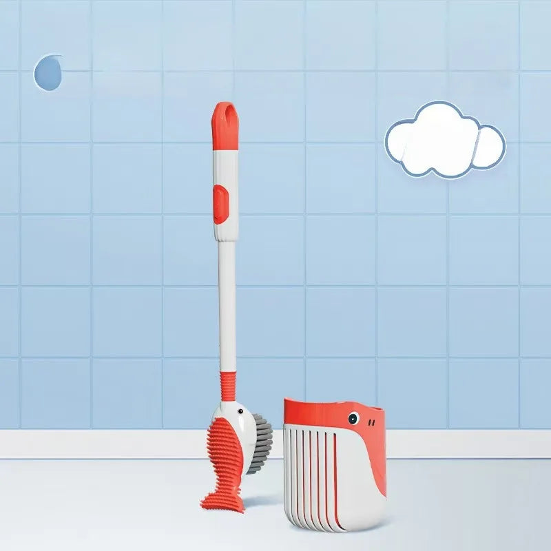 Silicone Toilet Brush with Suction Cup Base & Liquid Fill