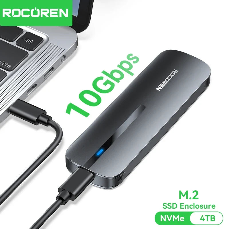 Rocoren M.2 NVMe SSD Enclosure 10Gbps USB 3.1 Gen2 USB-C