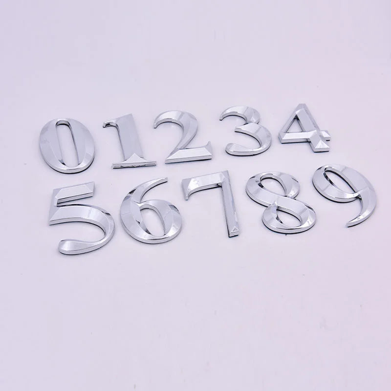 Self-Adhesive Chrome House Door Number Sign Sticker 7x4.5cm