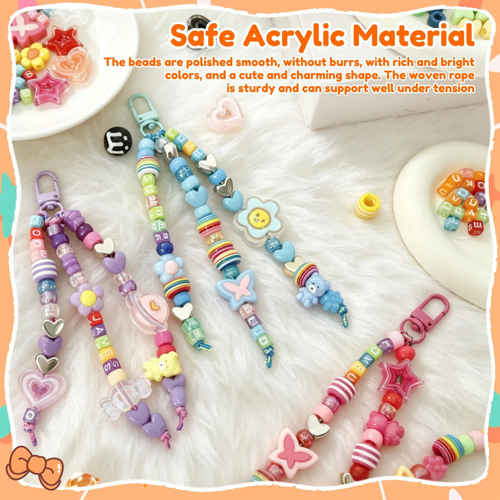 DIY Bead Keychain Making Kit – Colorful Beads & Charms