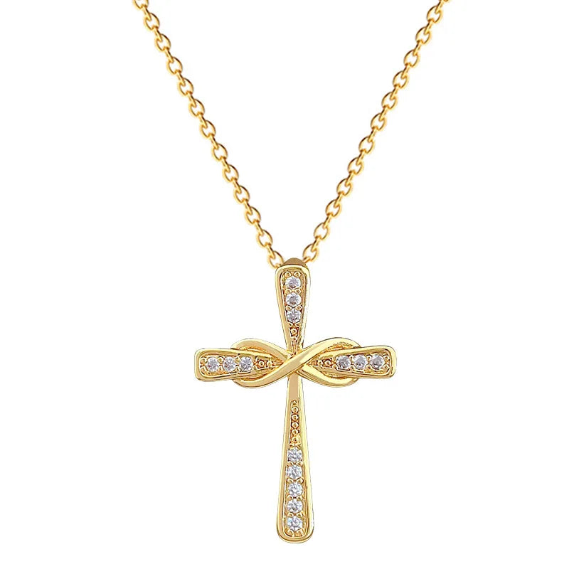 Women's Gold Cross Pendant Necklace | Stainless Steel Choker