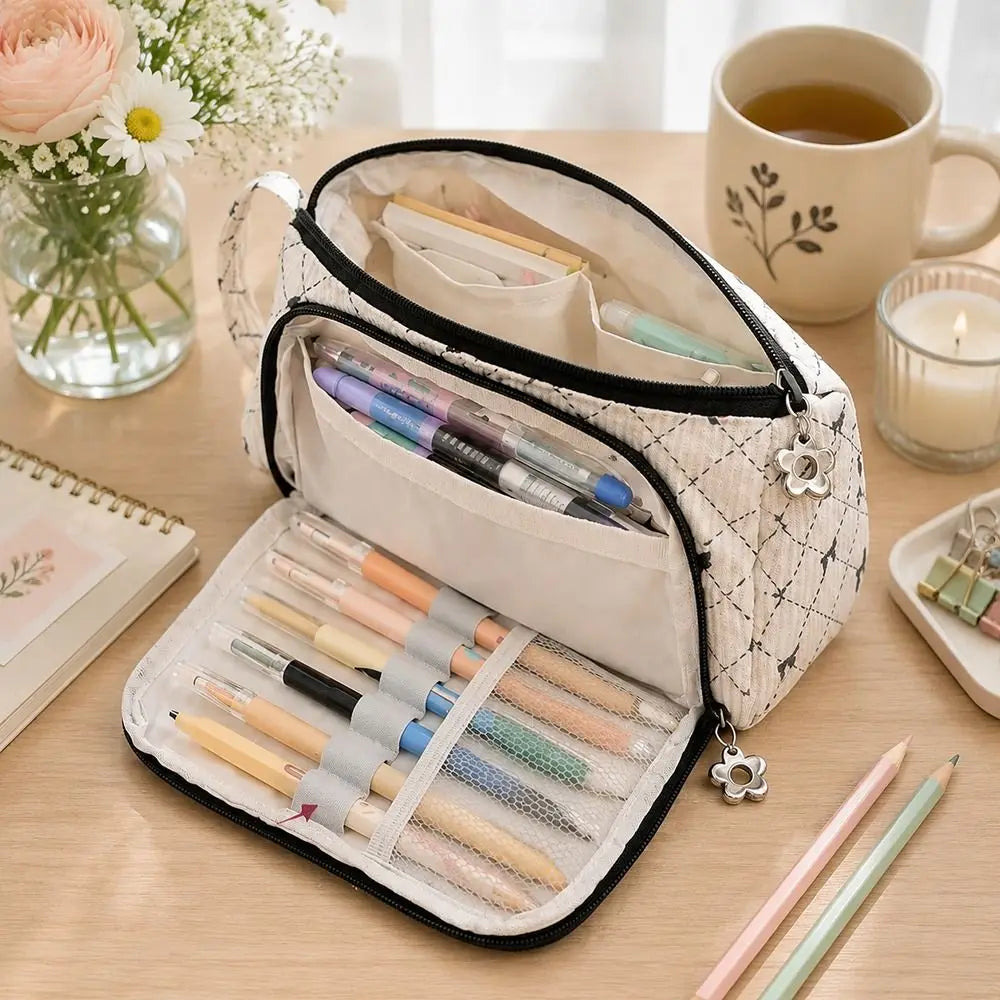 Large Canvas Pencil Case – Big Capacity Stationery Pouch