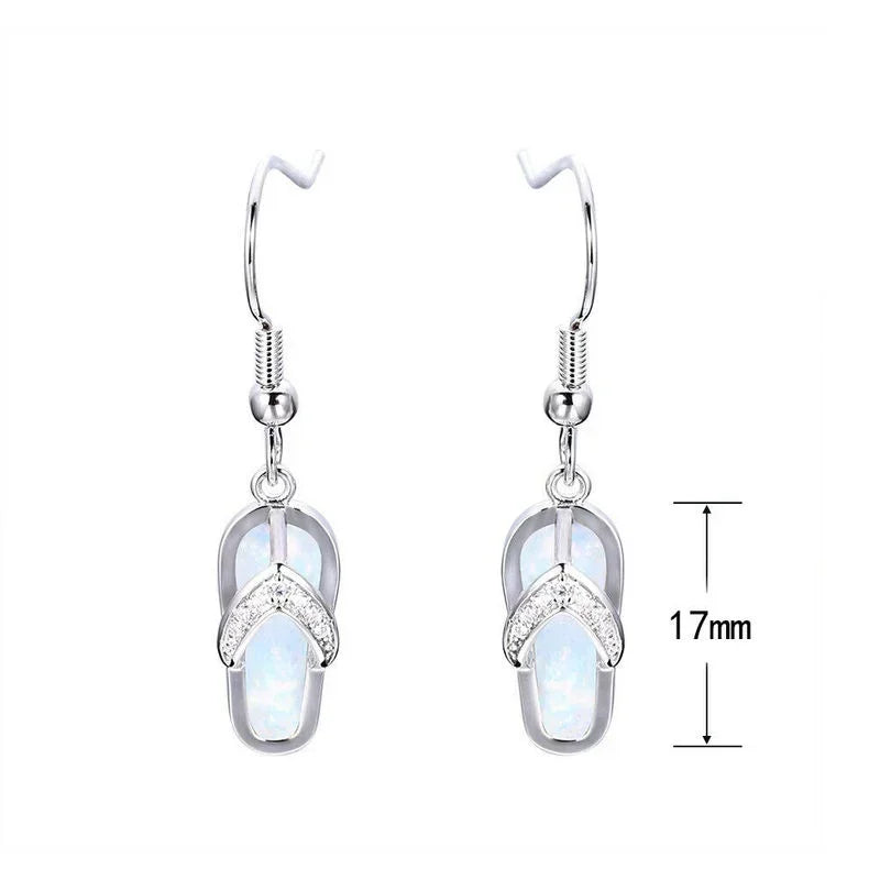 White Simulated Opal Stud Earrings – Lead & Nickel Free