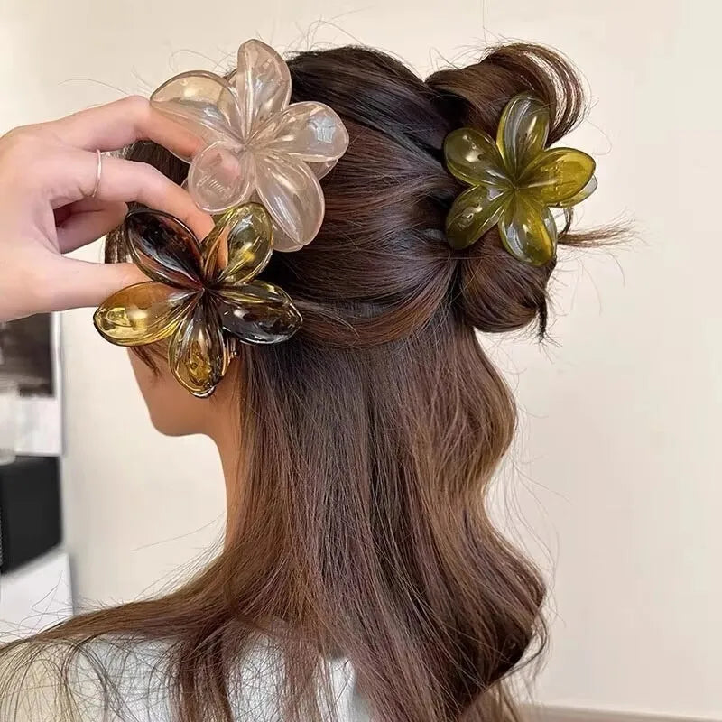 Korean Hawaiian Gradient Flower Hair Claw Clip for Women