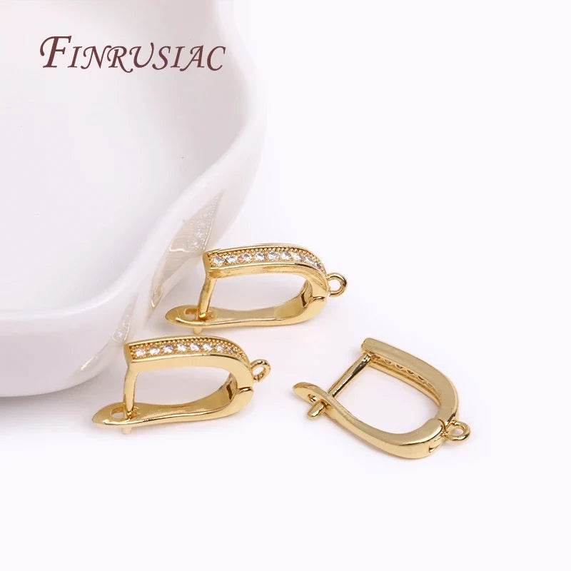 18K Gold Plated Zircon Earring Hook Clasps | DIY Jewelry Findings