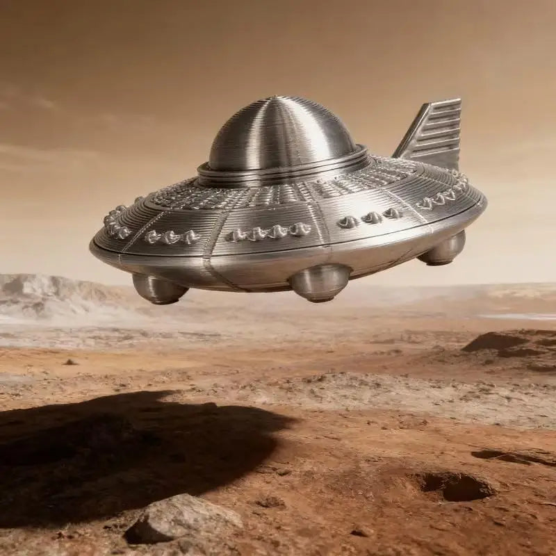 3D Printed UFO Figurine Retro Sci-Fi Alien Spaceship Desk Ornament