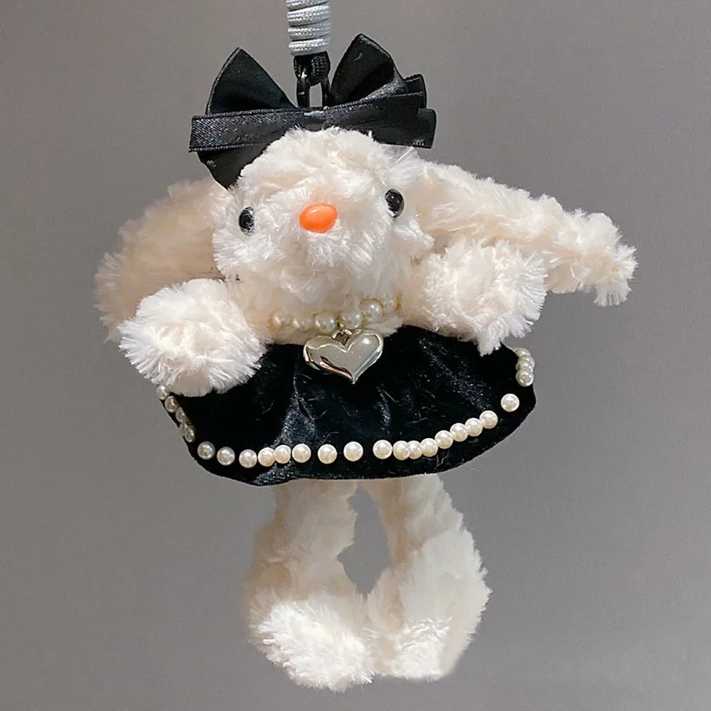 Plush Lop Ear Rabbit Doll Pendant | Bowknot Stuffed Bunny Charm