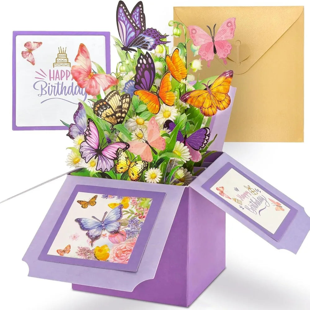 3D Pop-Up Flower Bouquet Greeting Card – Birthday & Wedding