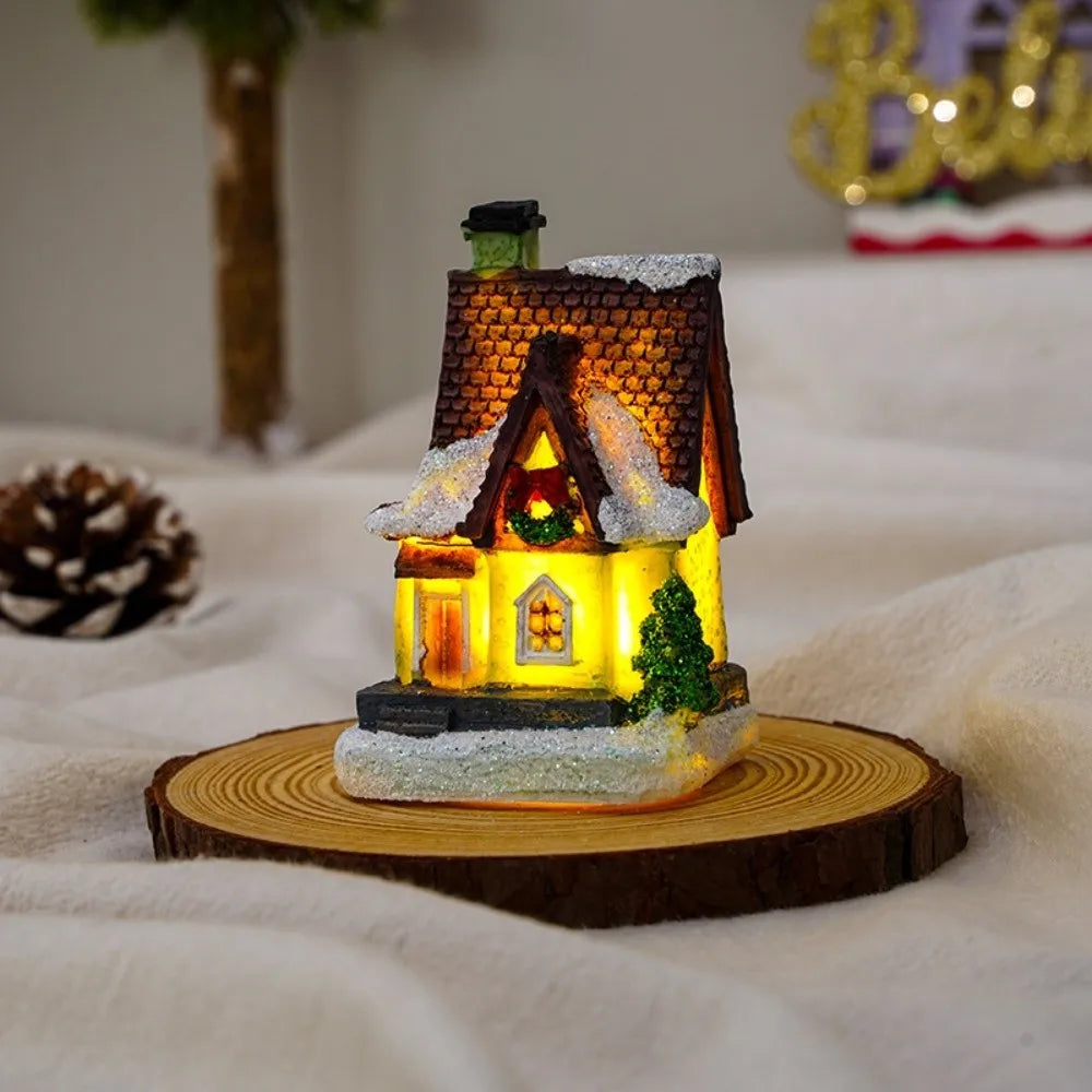 LED Christmas Village Miniature Light House Resin Ornament