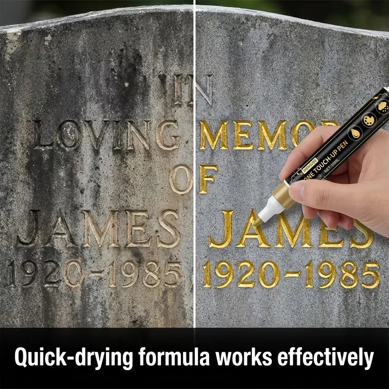 Golden Tombstone Marker Pen – Restore Granite & Marble Text