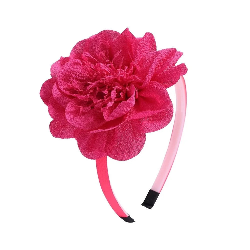Girls Big Flower Crown Headband – Princess Grosgrain Hairband