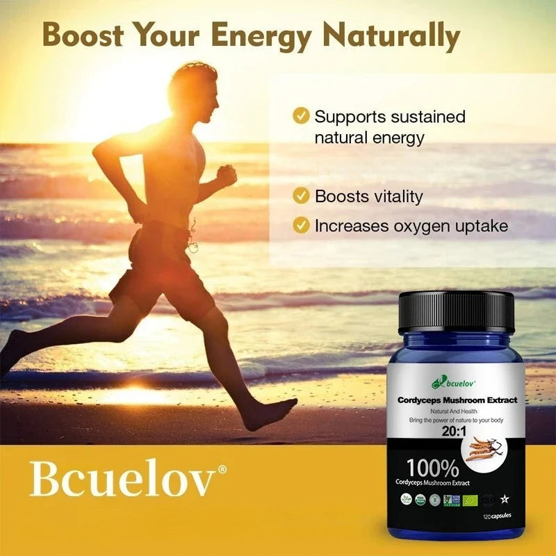 Pure Cordyceps Mushroom Extract Supplement | Vegetarian Caps
