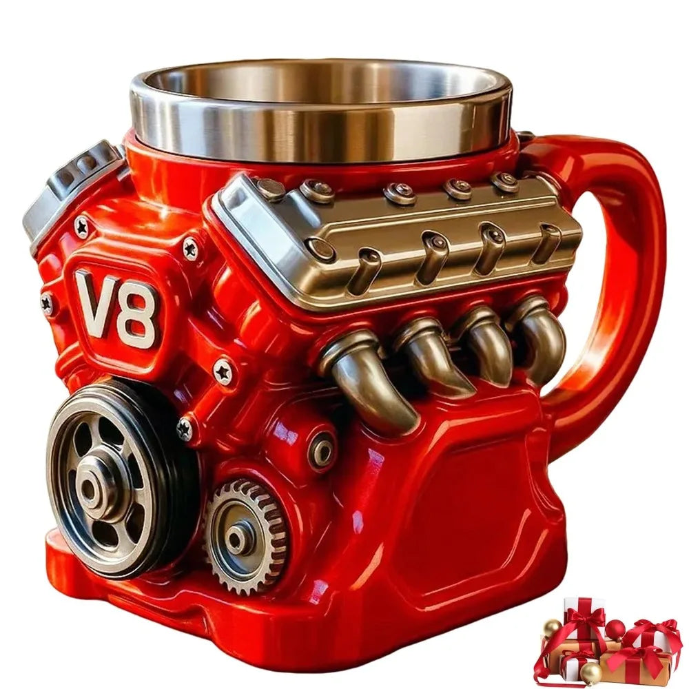 V8 Engine Coffee Mug 300ml Double Wall Stainless Steel Cup