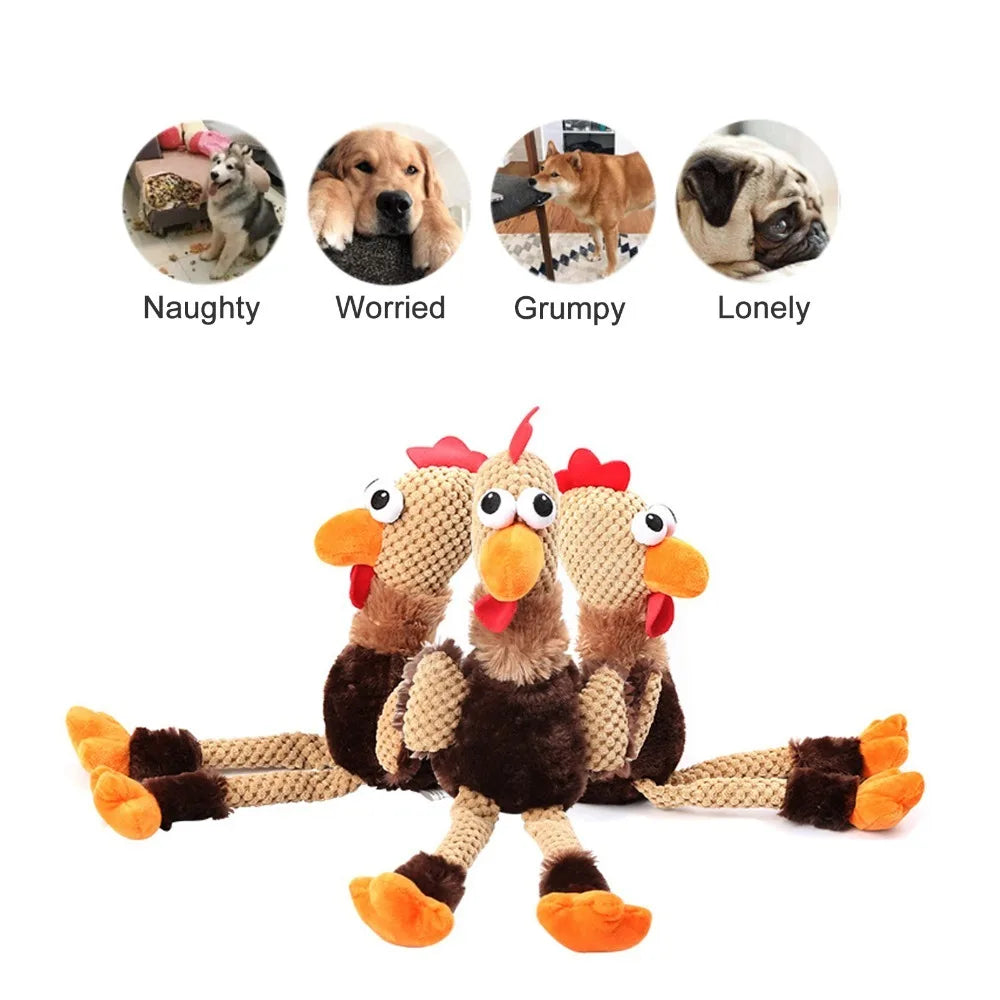 Turkey Squeaky Plush Dog Toy – Soft Stuffed Chew Toy for Puppies