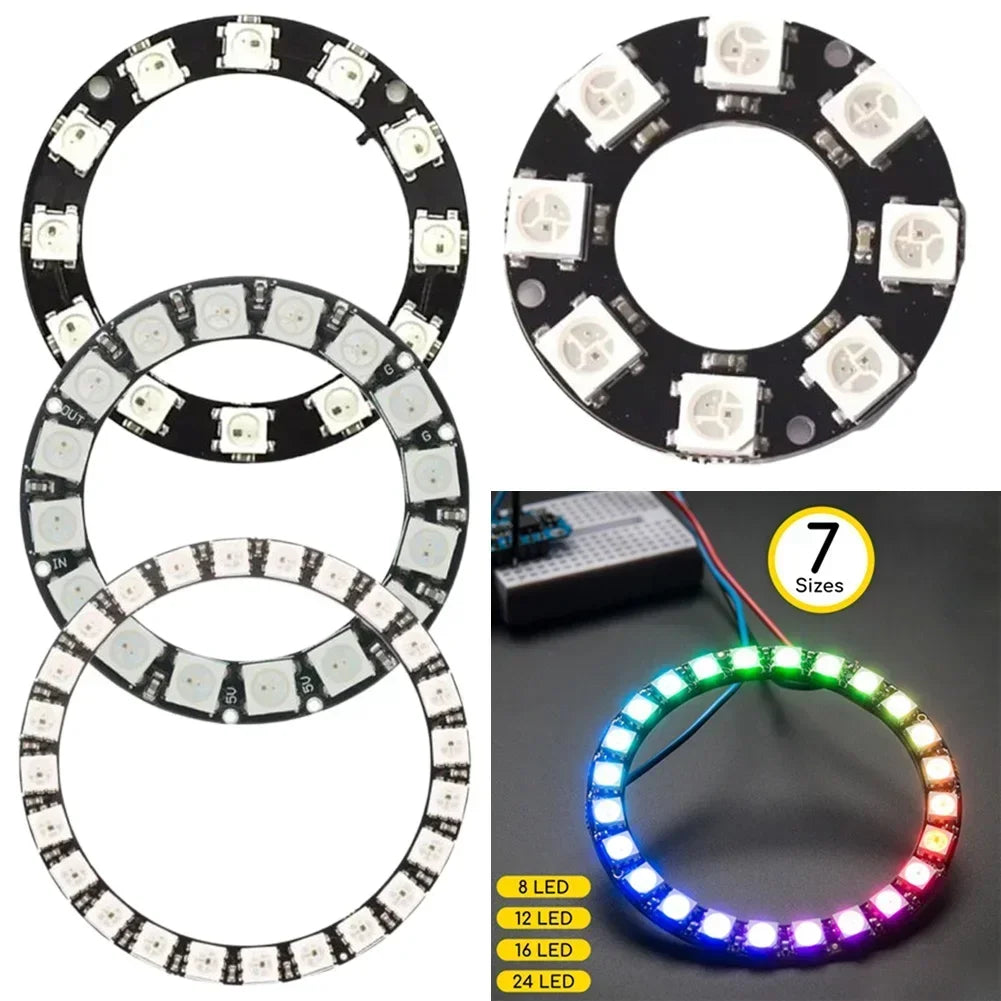 WS2812 NeoPixel 5V RGB LED Ring – Individually Addressable