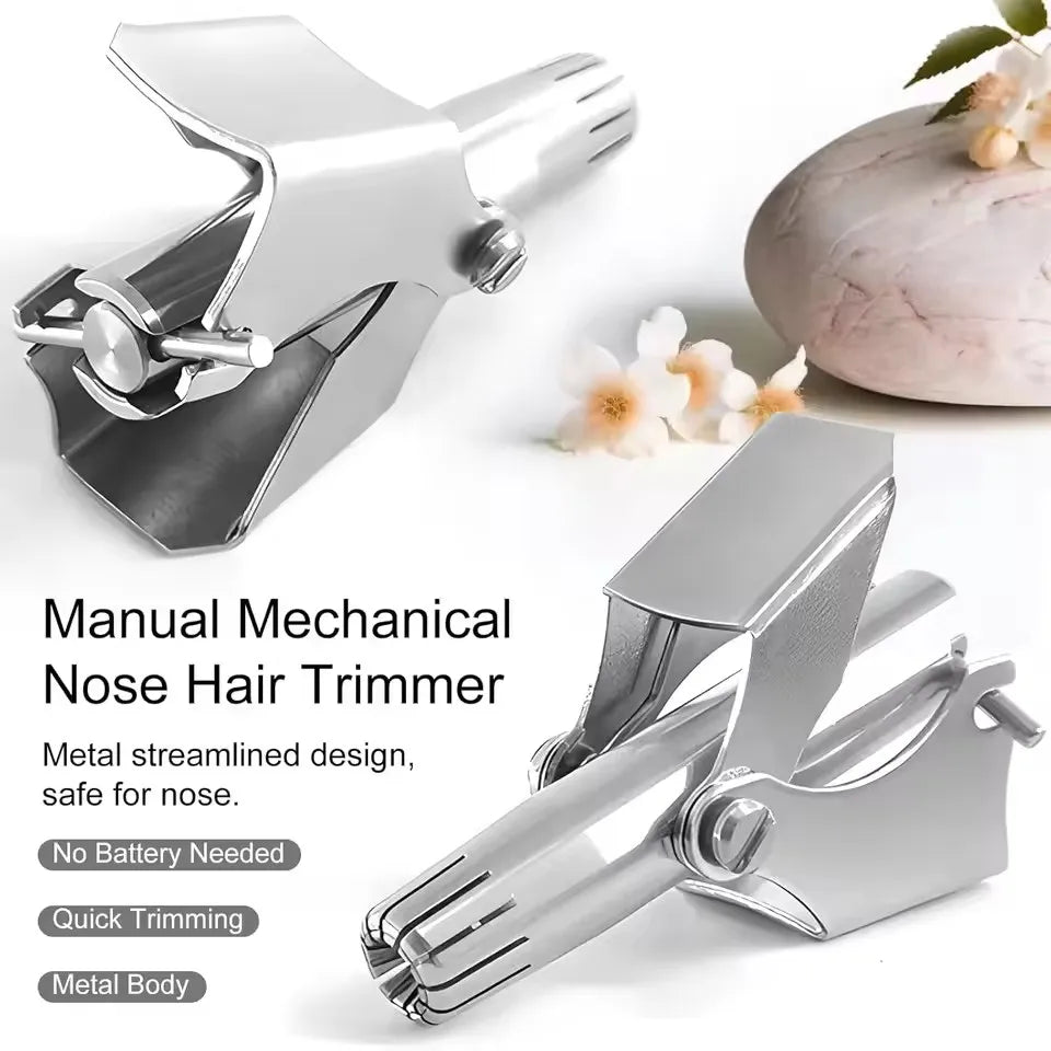 Manual Nose & Ear Hair Trimmer – 360° Stainless Steel