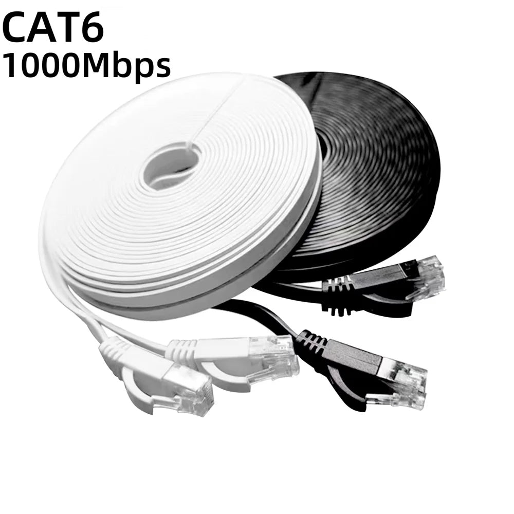 Cat6 Flat Ethernet Cable 1Gbps RJ45 LAN Cord PC PS5 Xbox