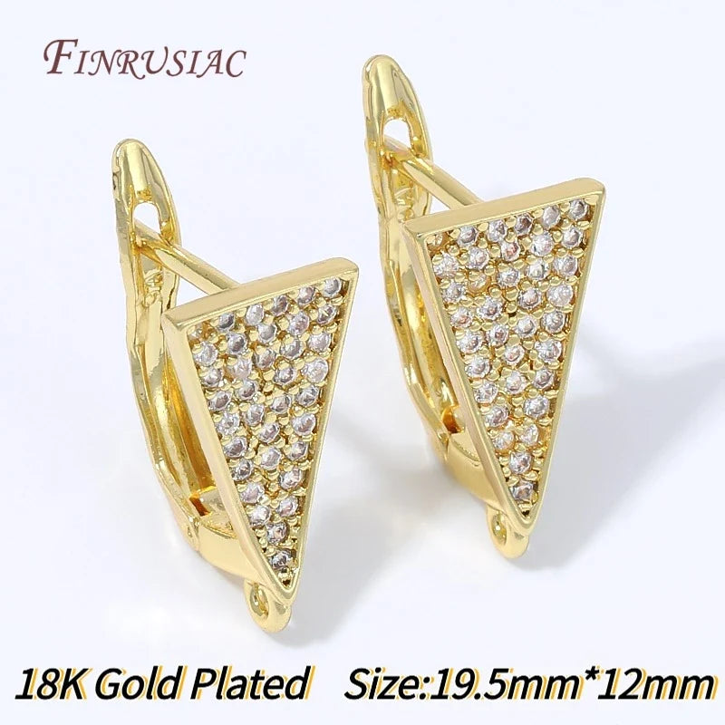 18K Gold Plated Zircon Huggie Earring Findings | DIY Jewelry