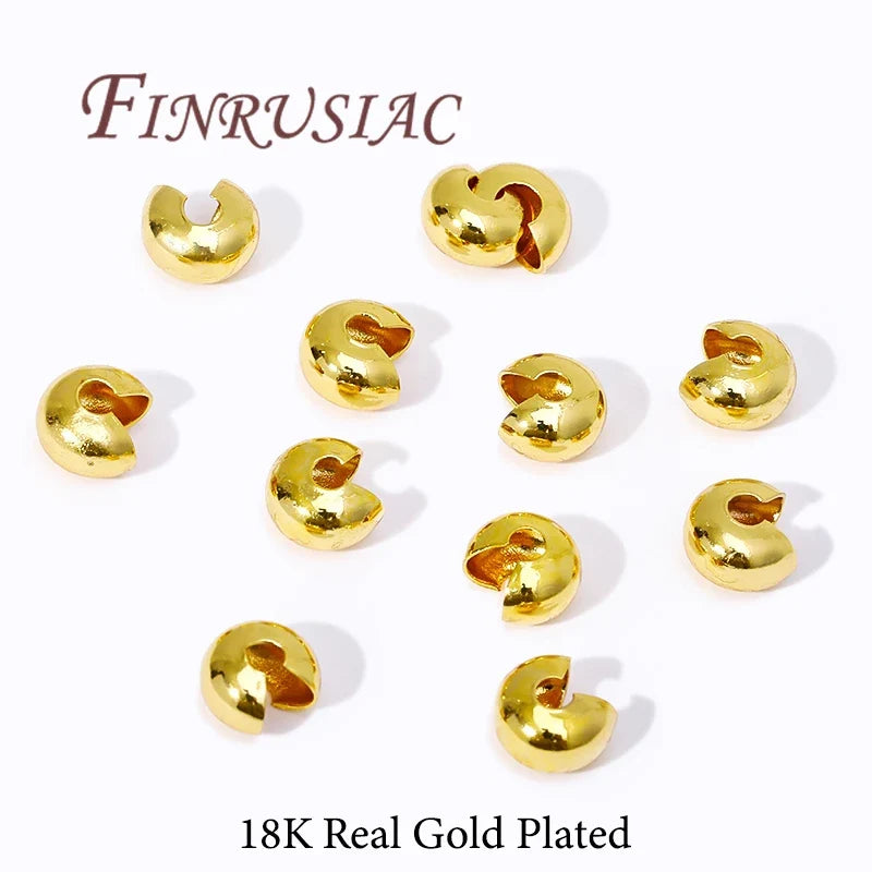 14K Gold Plated Brass Crimp End Beads – DIY Jewelry Spacers