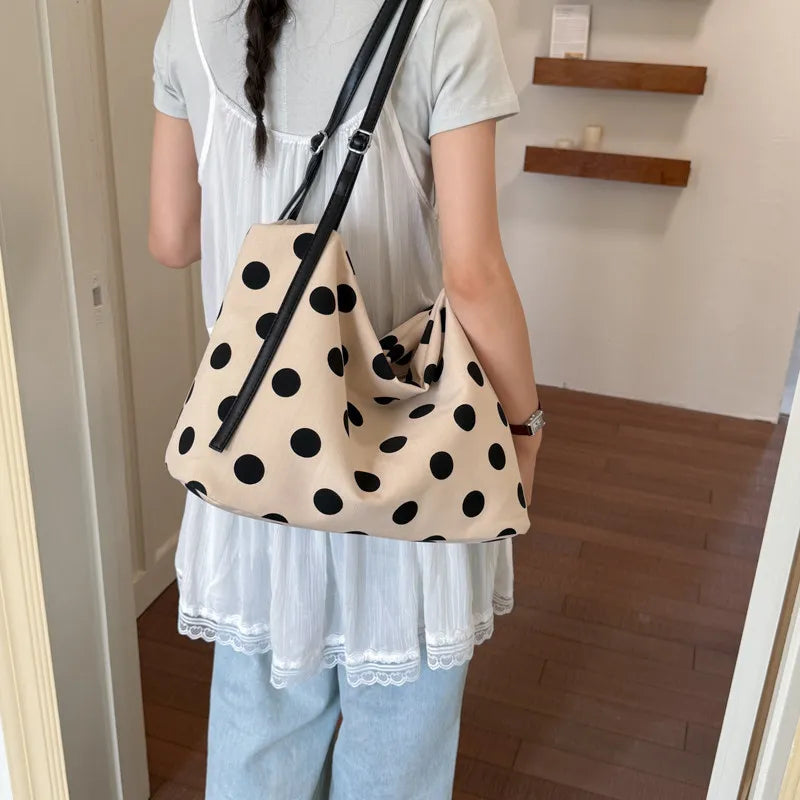 Vintage Polka Dot Cotton-Linen Shoulder Bag – Nixie