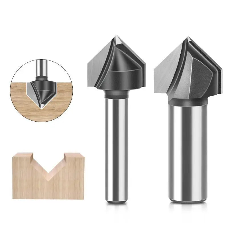 90° V-Groove Router Bit 1/4" & 1/2" Shank – Wood & ACP