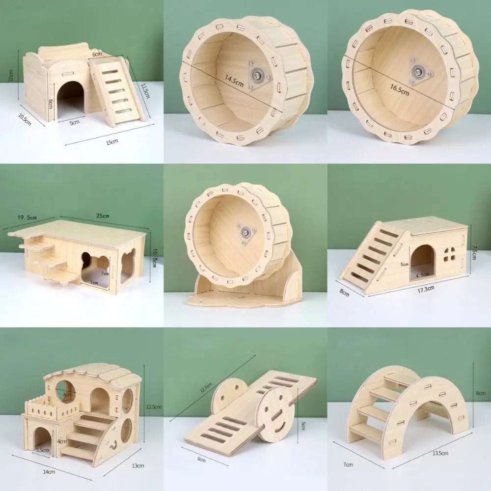 Wooden Hamster Villa Seesaw Swing Climbing Cage Toy