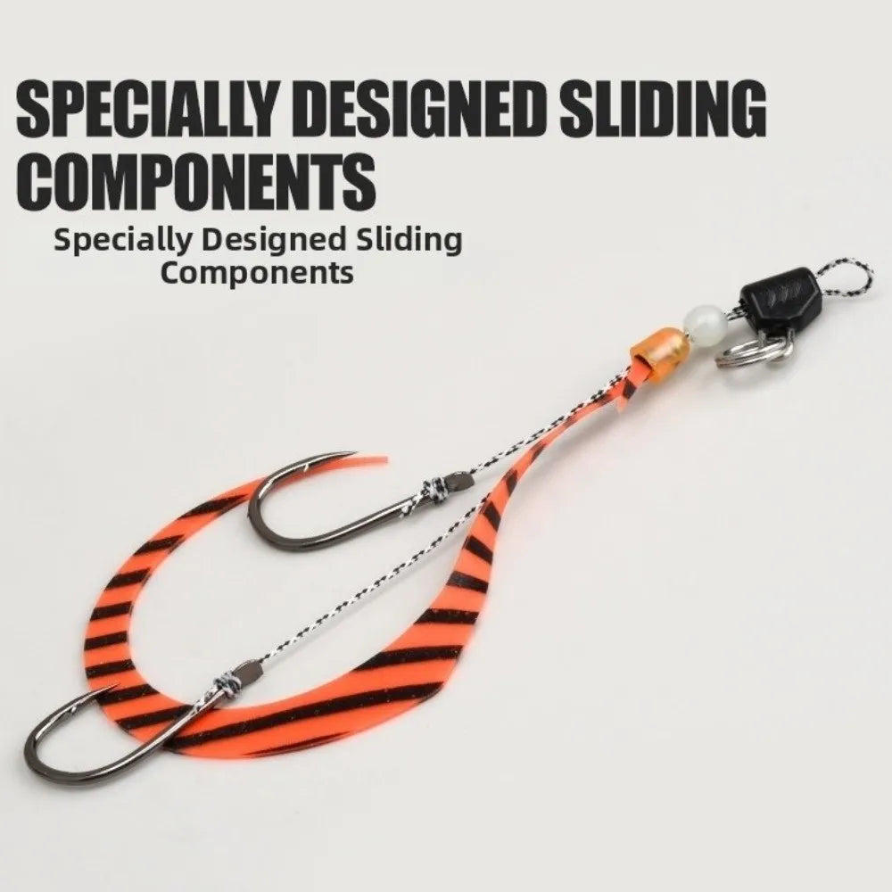 Silicone Skirt Jig Lure – Luminous Tail Streamer & Barbed Hook