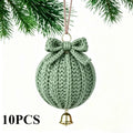 Hand Crochet Christmas Ball Ornaments with Bells – 10 Pcs