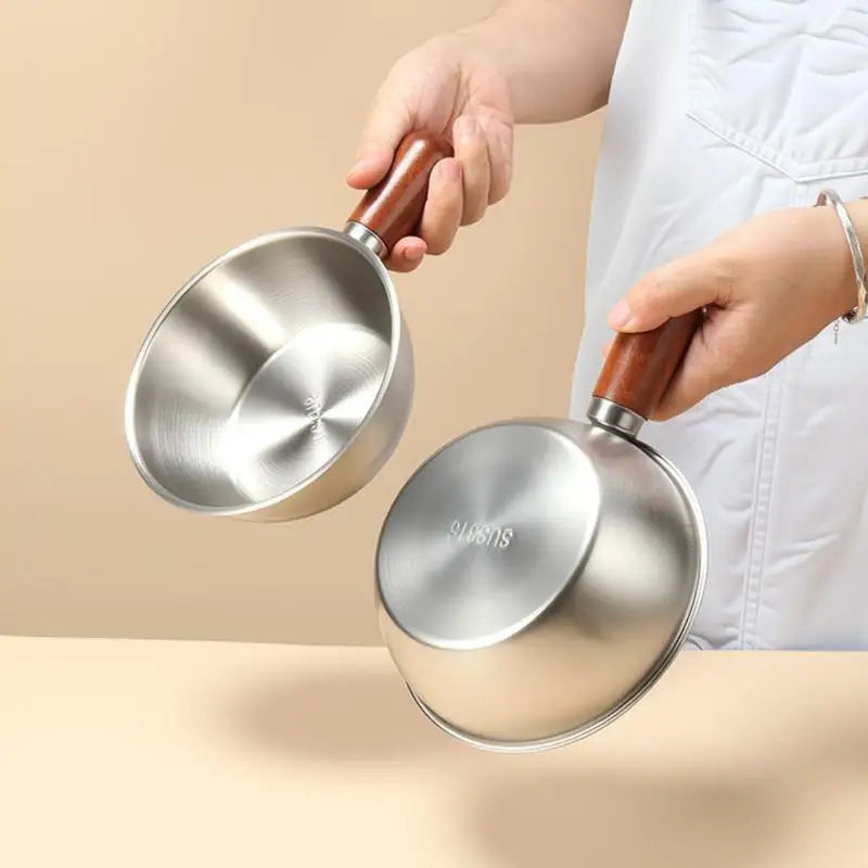 Mini Stainless Steel Saucepan with Wooden Handle | Kitchen Pan
