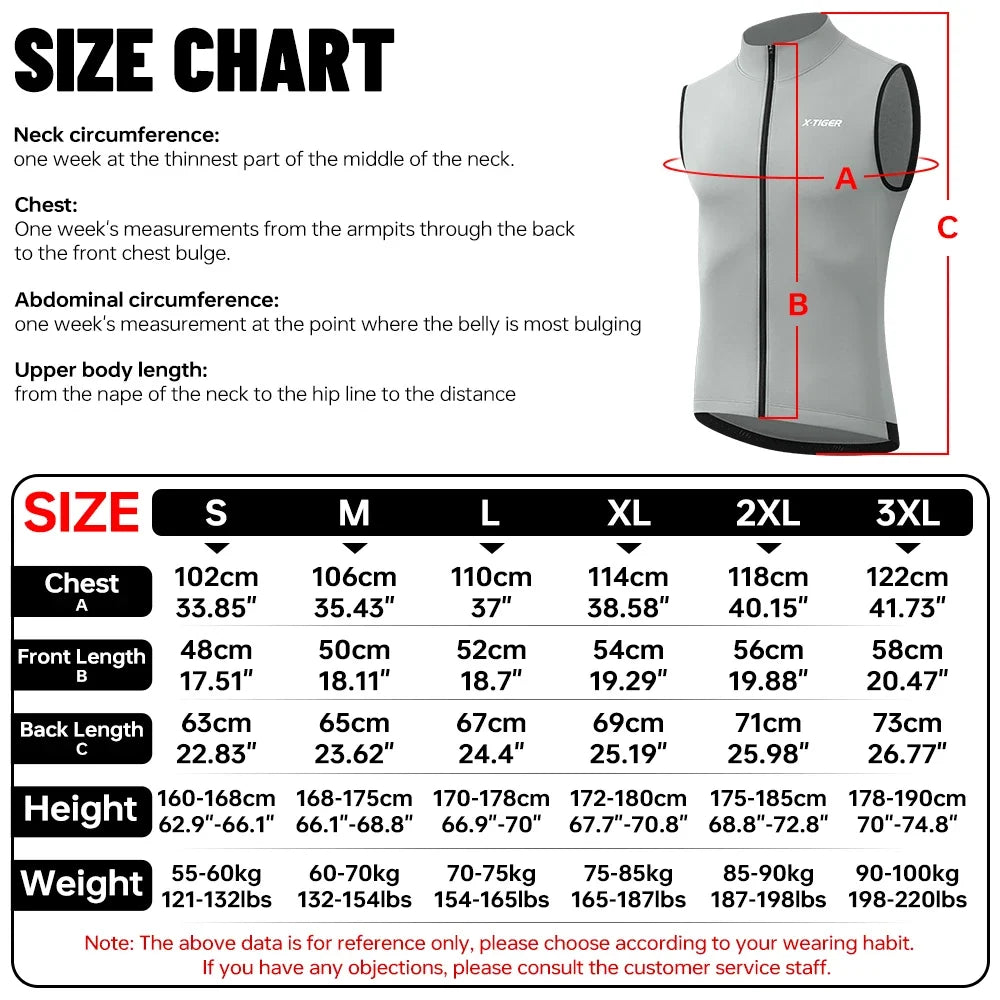 X-TIGER Windproof Cycling Vest – Fleece-Lined Winter Gilet