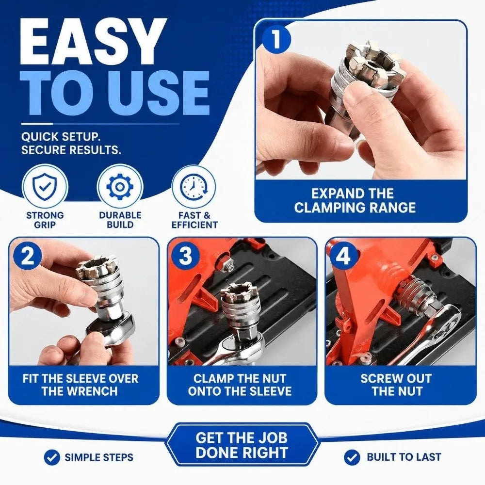 Universal Adjustable Socket Wrench Set 10–19mm | 3/8" Drive