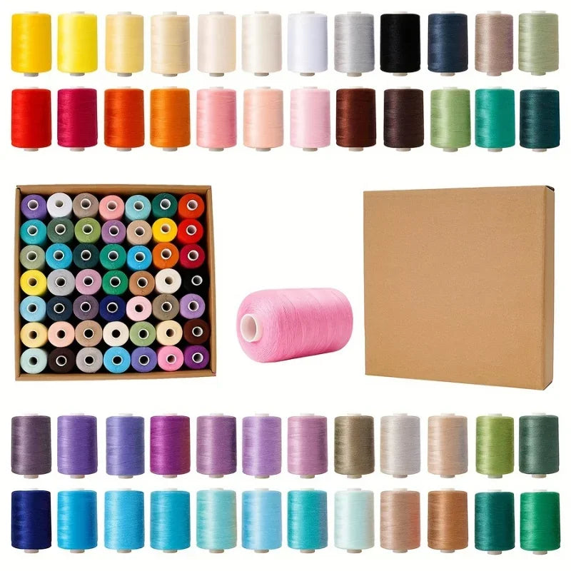 49-Color Polyester Sewing Thread Set – 1000 Yards Per Spool