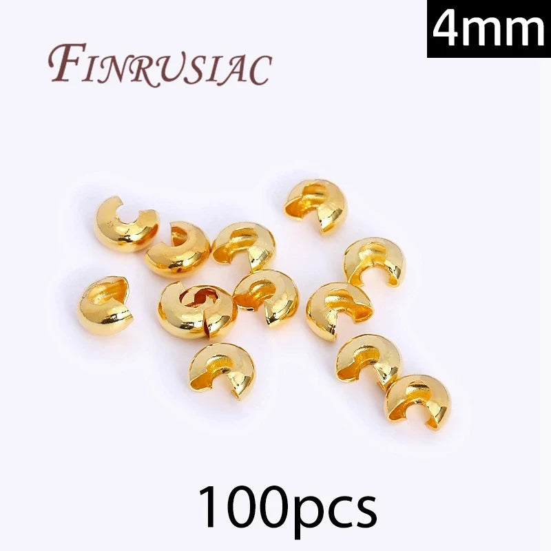 18K Gold Plated Crimp Beads, End Caps & Lobster Clasps