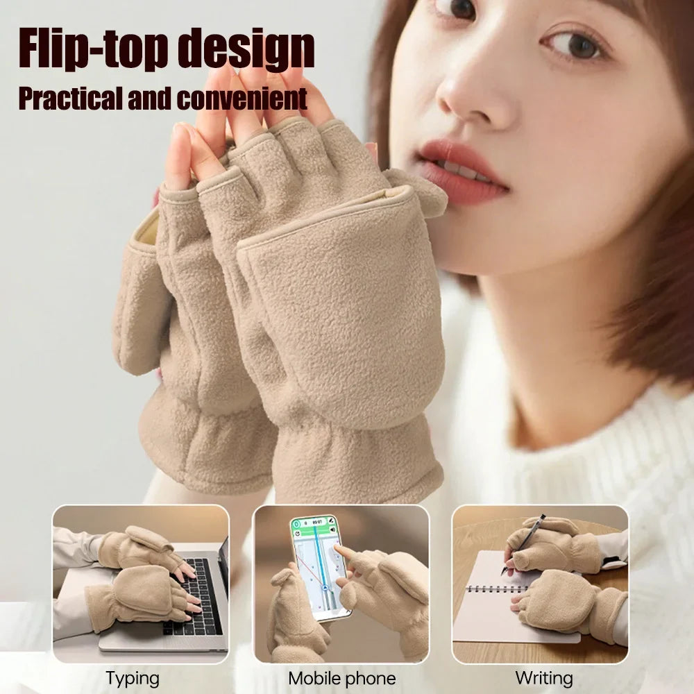 Winter Convertible Fleece Cycling Gloves | Flip-Top Mittens
