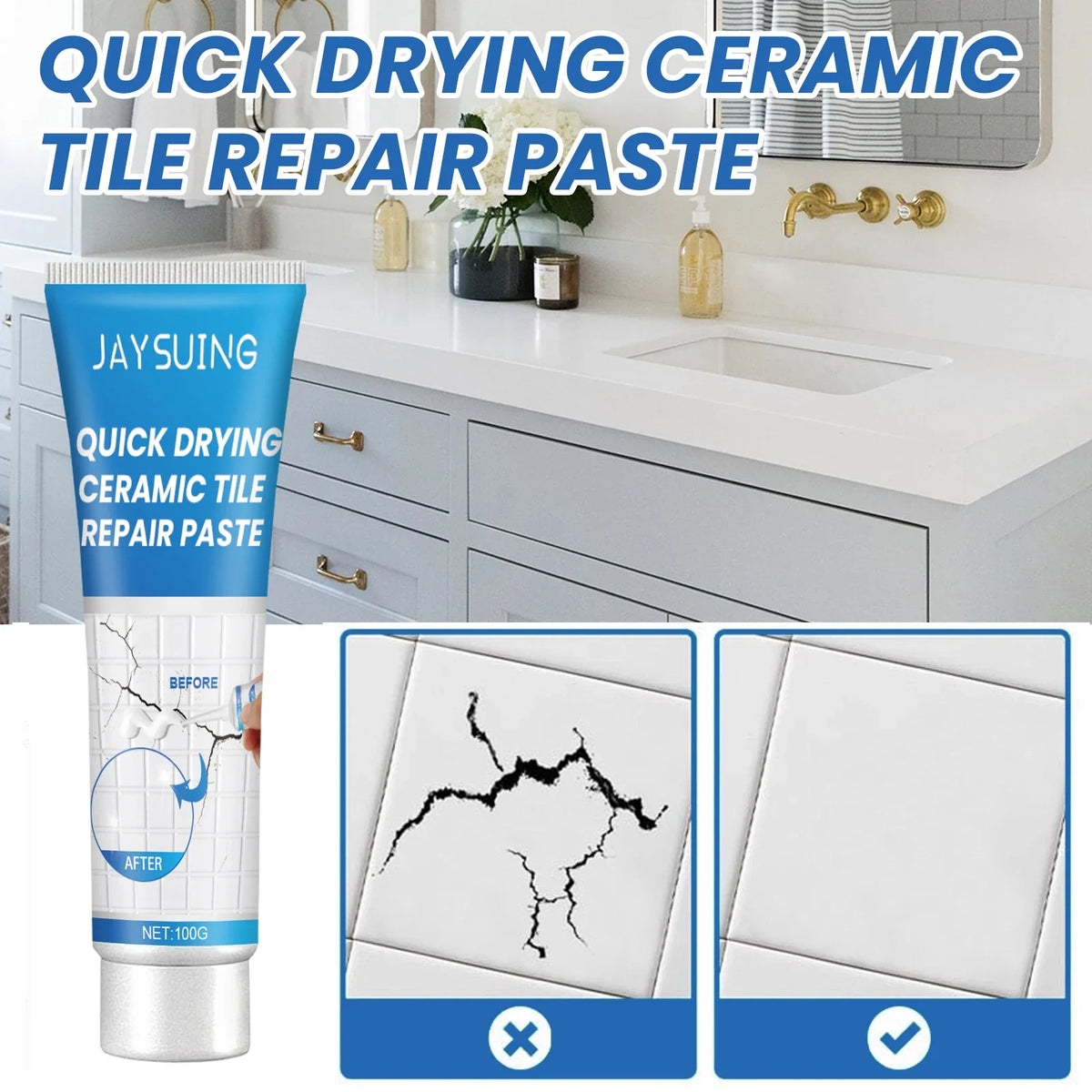 Ceramic Tile Repair Paste – Waterproof Crack Filler 100g