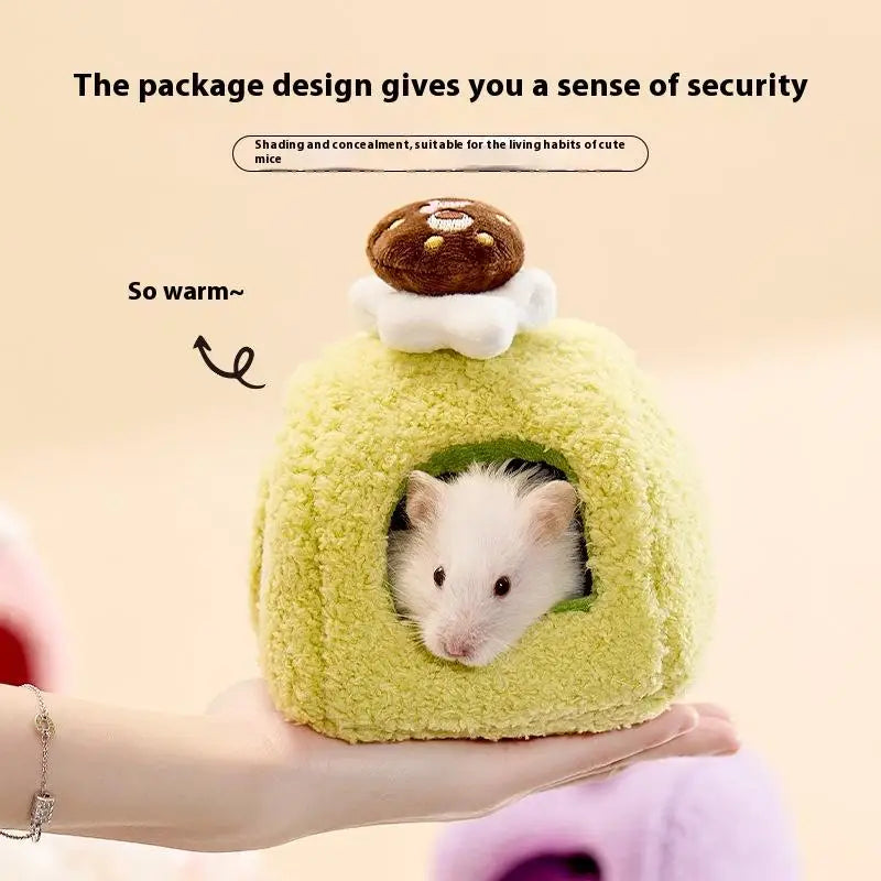 Cute Cake Plush Hamster House – Small Pet Nest & Hideout