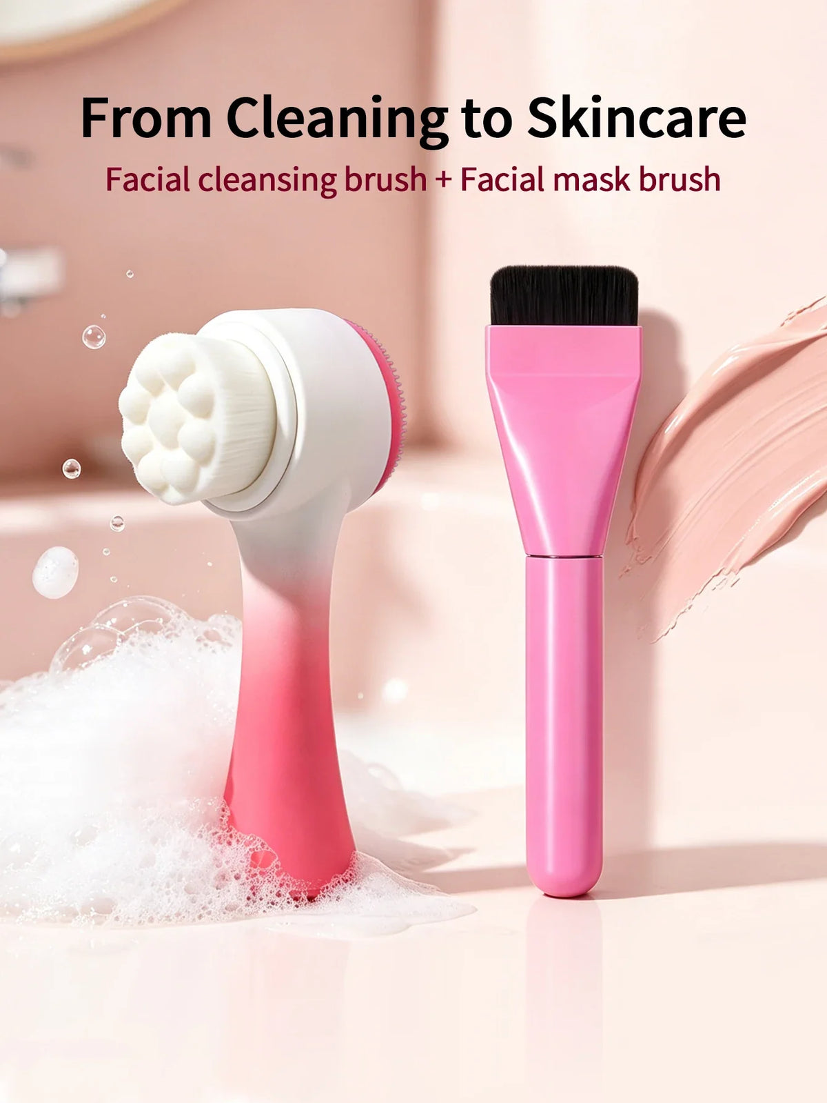 2Pcs Silicone Facial Cleansing & Mask Brush Set | Nixie