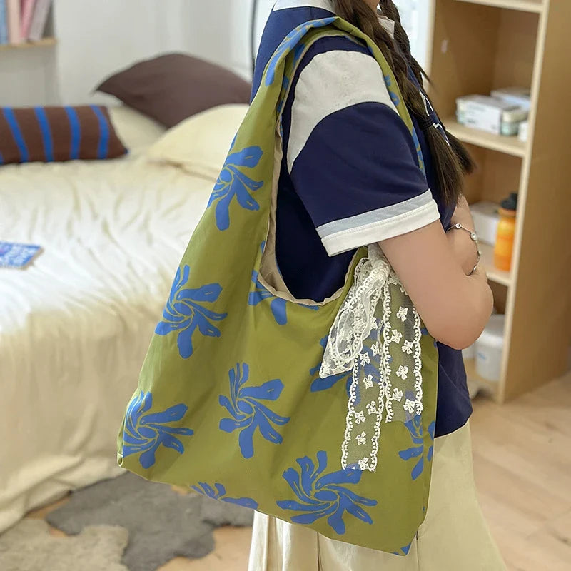 Floral Canvas Shoulder Bag | Large Capacity Women's Beach Tote