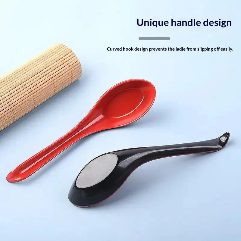 2pcs Japanese Ramen Soup Spoons Long Handle Melamine Drop-Resistant