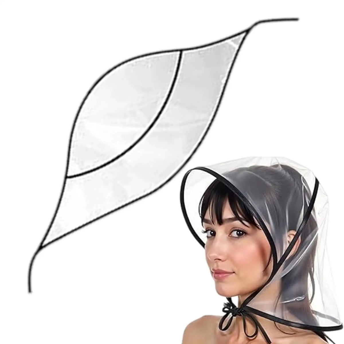 Women's Clear Wide-Brim Waterproof Rain Hat – Foldable & Reusable