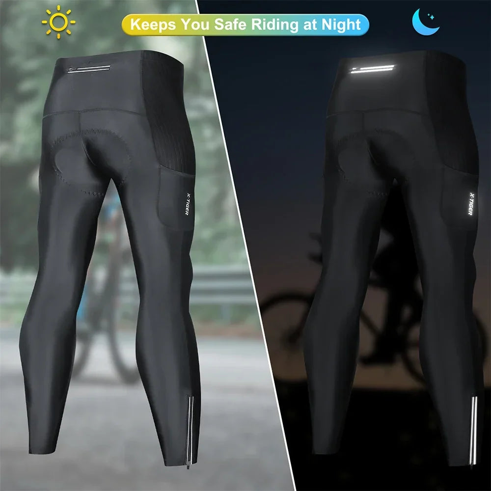 X-TIGER Men's 5D Gel Pad Cycling Tights | Long Trousers